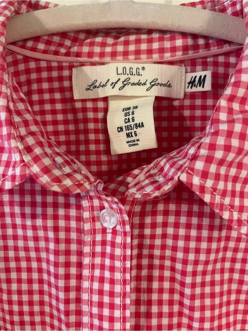 H&M Pink and White Gingham Button-Down Shirt
